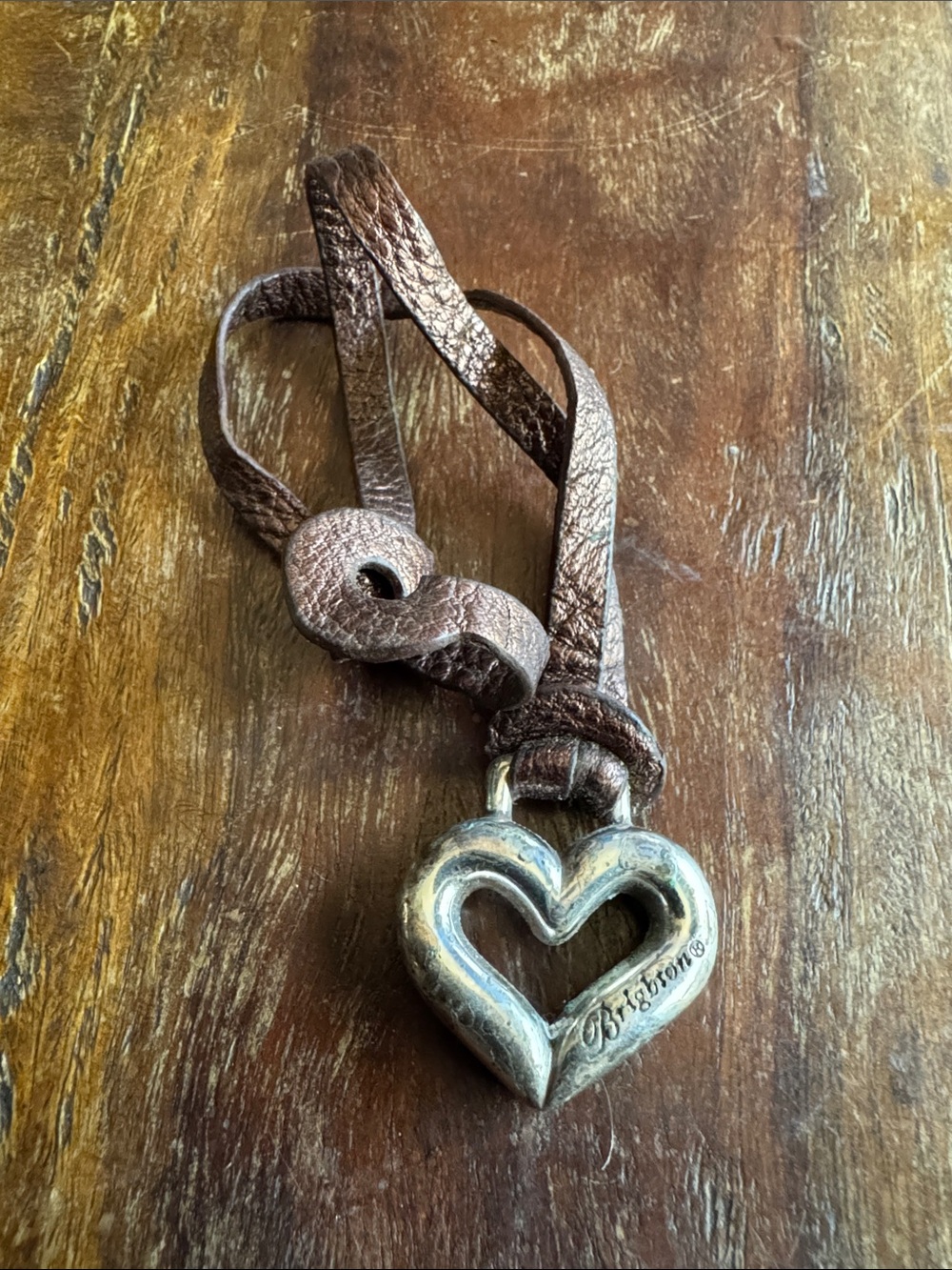 Brighton Open Heart Leather Bag Charm / Purse Fob